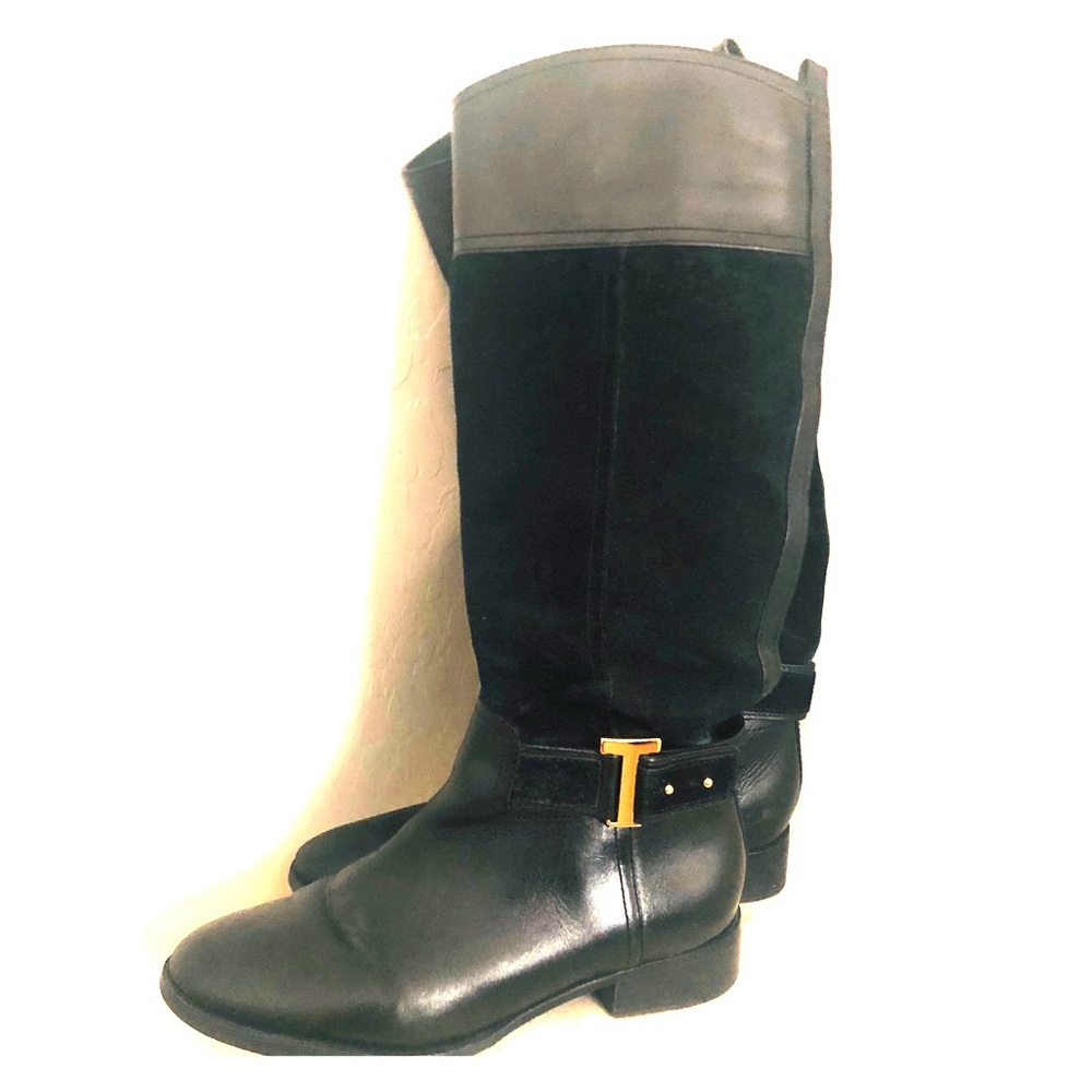 Tory Burch blk suede and leather riding boot sz9